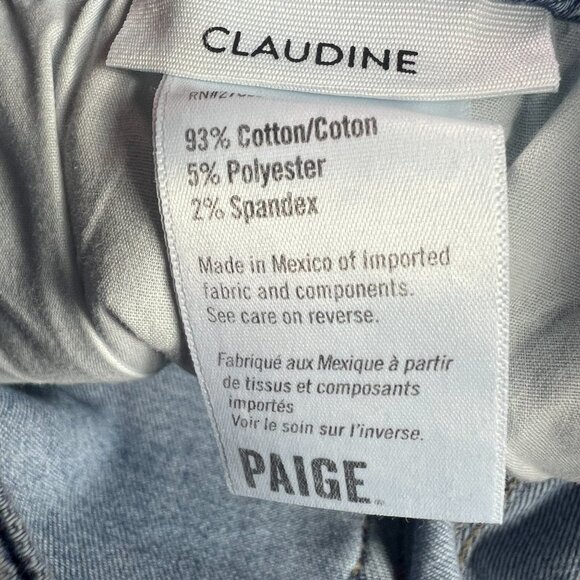 Paige Jeans Women 34x27* Claudine High Rise Crop Flare Blue Raw Hem Denim Tag 32 - Picture 9 of 16
